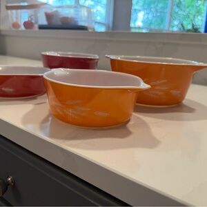 Pyrex Harvest Casserole Dish Set - Orange and Brown